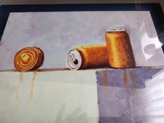 Pareja de óleos: vasos y latas