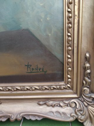 Pintura al óleo de rosas firmada por Rodri