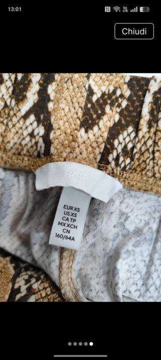 Pantaloni H&M fantasia pitone taglia XS