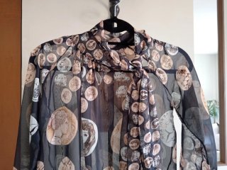 Blusa velata con stampa monete