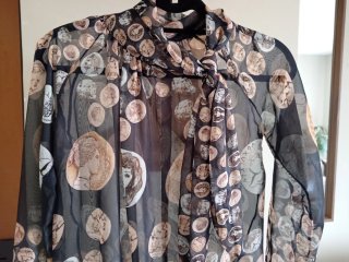 Blusa velata con stampa monete