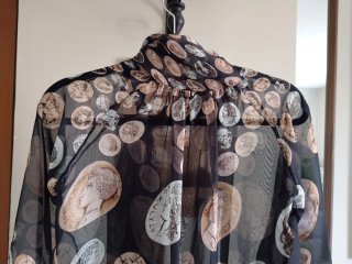 Blusa velata con stampa monete