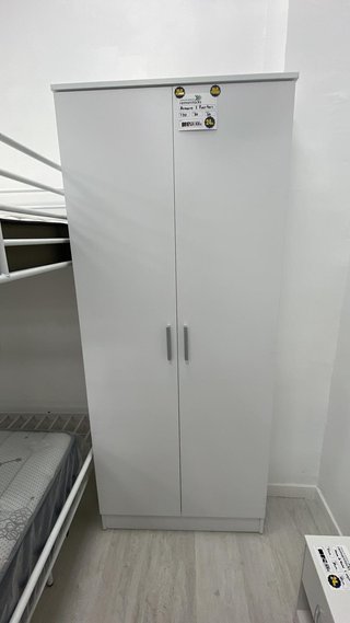 Armario básico de 2 puertas - 80 cm de ancho - Disponible en blanco o madera