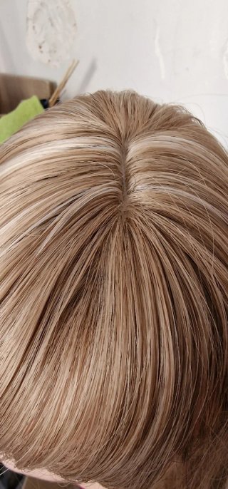 Peluca rubia lisa con flequillo