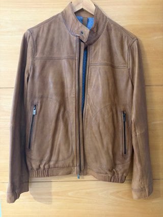 Chaqueta de cuero Massimo Dutti marrón