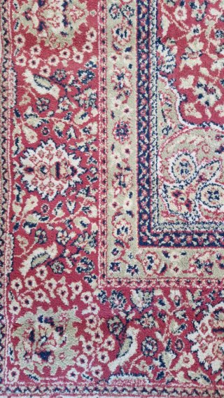Alfombra de lana beige y roja estilo persa 150x220