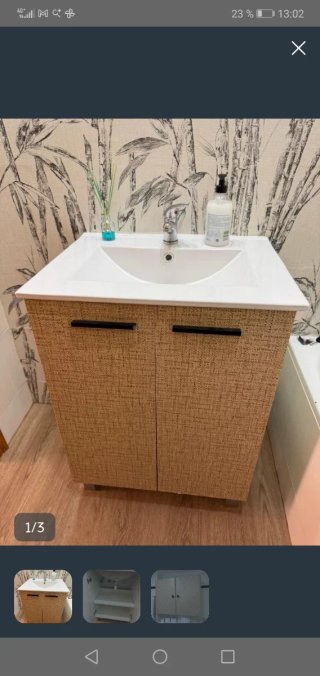 Mueble para lavabo con vinilo imitación tela