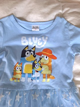 Vestido Niña Bluey Tul Estrellas disfraz