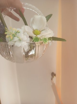 Cesta cristal tallado mate/brillo,con flores 2€mas