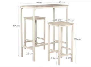 Mesa alta con 2 taburetes