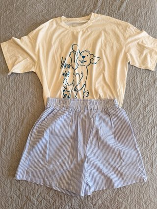 Pijama corto rayas azul y blanco Talla M