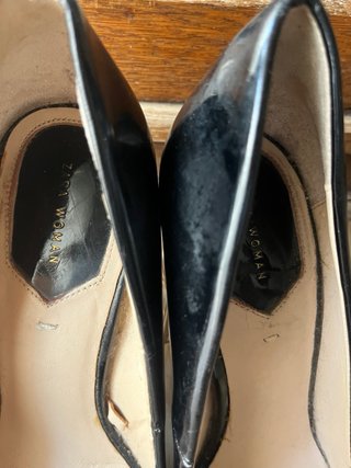 Zapatos negros charol tacón transparente