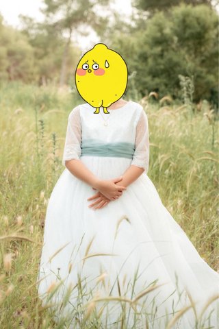 Vestido de Comunión Blanco y Verde