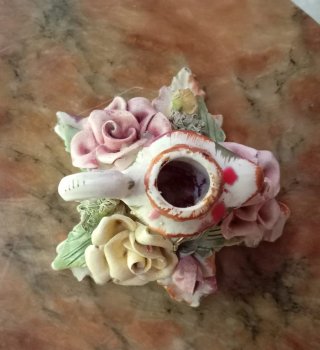 Portacandele ceramica Bassano con fiori