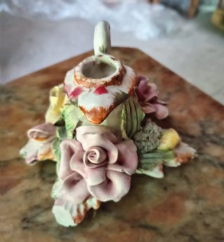 Portacandele ceramica Bassano con fiori