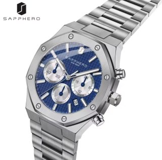 Reloj Sapphero Cronógrafo Azul y Plateado