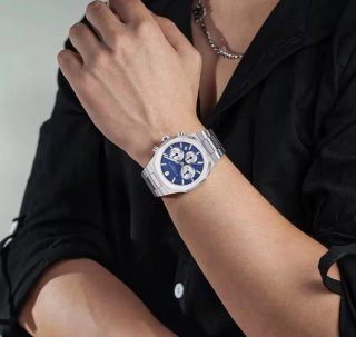 Reloj Sapphero Cronógrafo Azul y Plateado