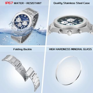 Reloj Sapphero Cronógrafo Azul y Plateado