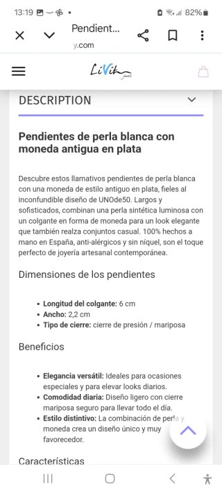Pendientes de plata con perla y moneda