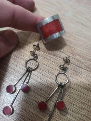 Conjunto Plata y Coral