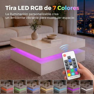 Mesa Centro LED RGB Alto Brillo