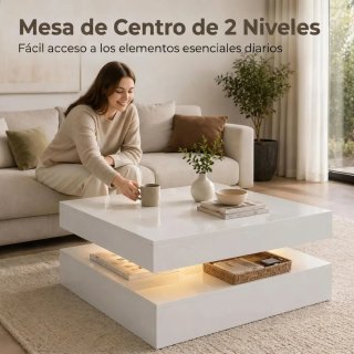 Mesa Centro LED RGB Alto Brillo