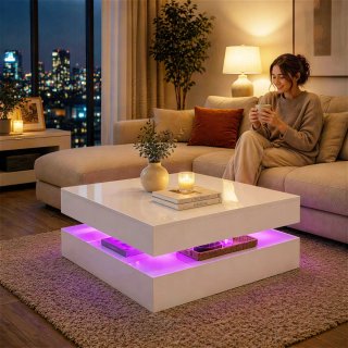 Mesa Centro LED RGB Alto Brillo
