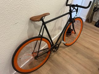 Bicicleta Fixie Negra Ruedas Naranja