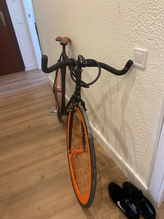 Bicicleta Fixie Negra Ruedas Naranja