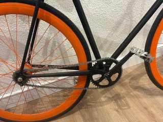Bicicleta Fixie Negra Ruedas Naranja