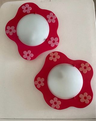 2 Plafones Infantiles Flor Rojos