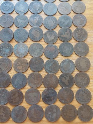 Lote 130 monedas cobre de 1870-1879