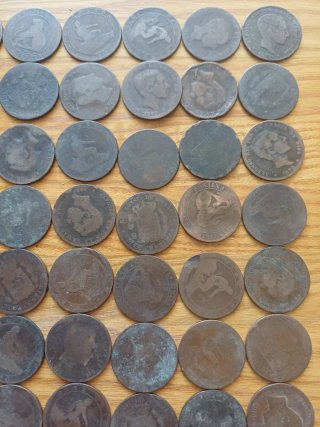 Lote 130 monedas cobre de 1870-1879