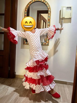 Vestido Flamenca Lunares Rojo y Blanco