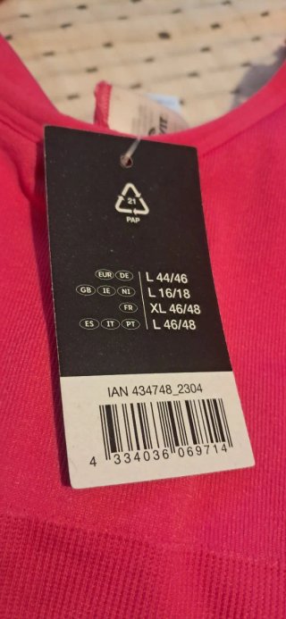 Sujetador deportivo Crivit rosa. Talla L