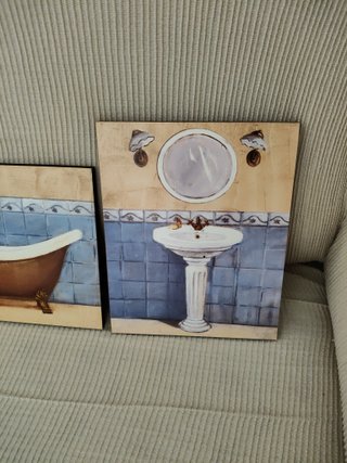 2 cuadros de baño madera 20x25