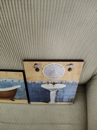 2 cuadros de baño madera 20x25