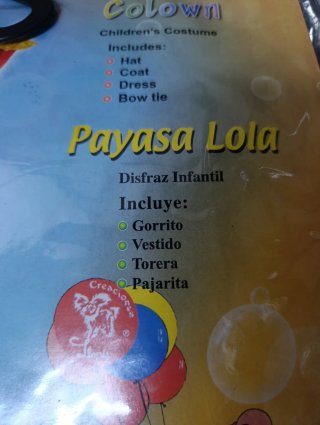 Disfraz Payasa Lola 7-10 años