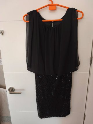 Vestido fiesta lentejuelas negro