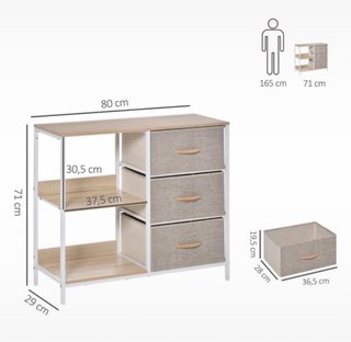 Mueble organizador con cajones y estantes