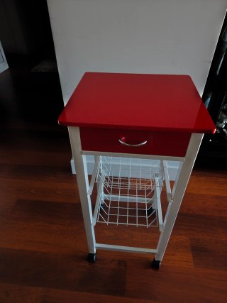 Mueble auxiliar cocina rojo y blanco