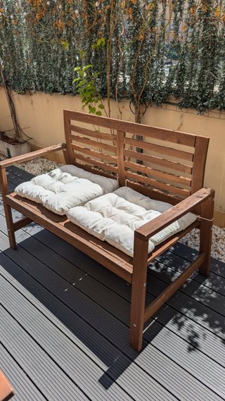 Banco y mesa plegable exterior madera