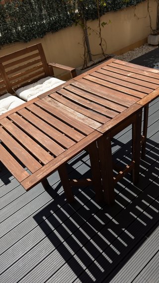 Banco y mesa plegable exterior madera