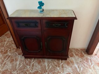 Mueble de entrada antiguo madera y mármol