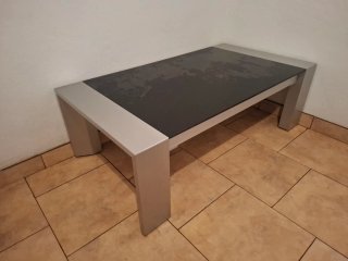 Mesa de centro salón cristal y metal