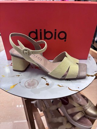 Sandalias ezZio Mujer Tacon Dorado y Turquesa
