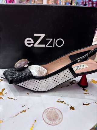 Sandalias ezZio Mujer Tacon Dorado y Turquesa
