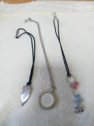 Lote 3 collares plata y rosa