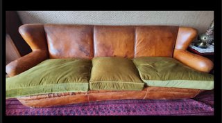 Conjunto Sofás Salón Años 70 Piel y Terciopelo