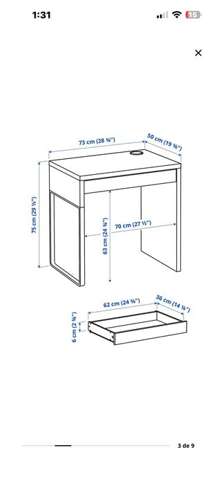 Escritorio MICKE Ikea Blanco